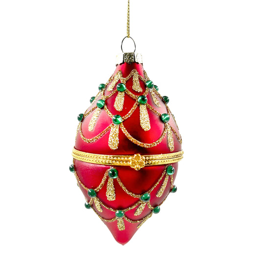 Red Finial Jewelry Box Glass Ornament