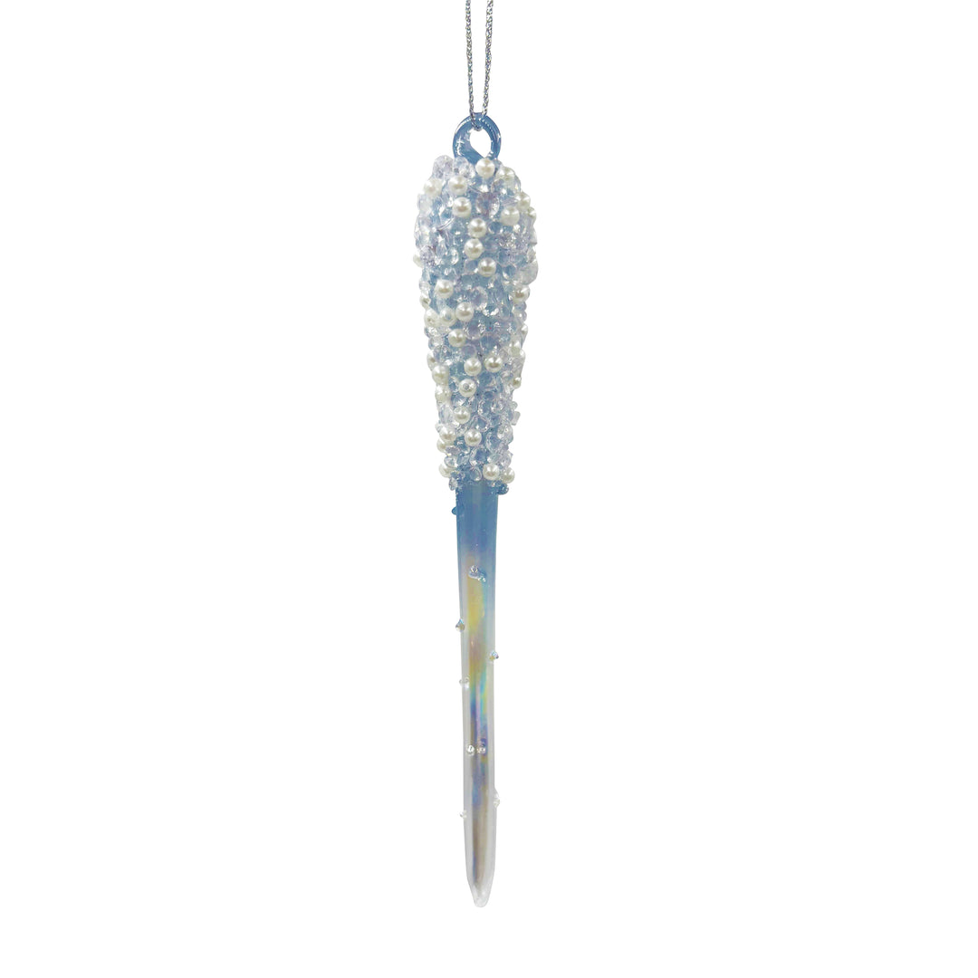 Frosted Blue and Purple Glass Icicle Ornament Violet