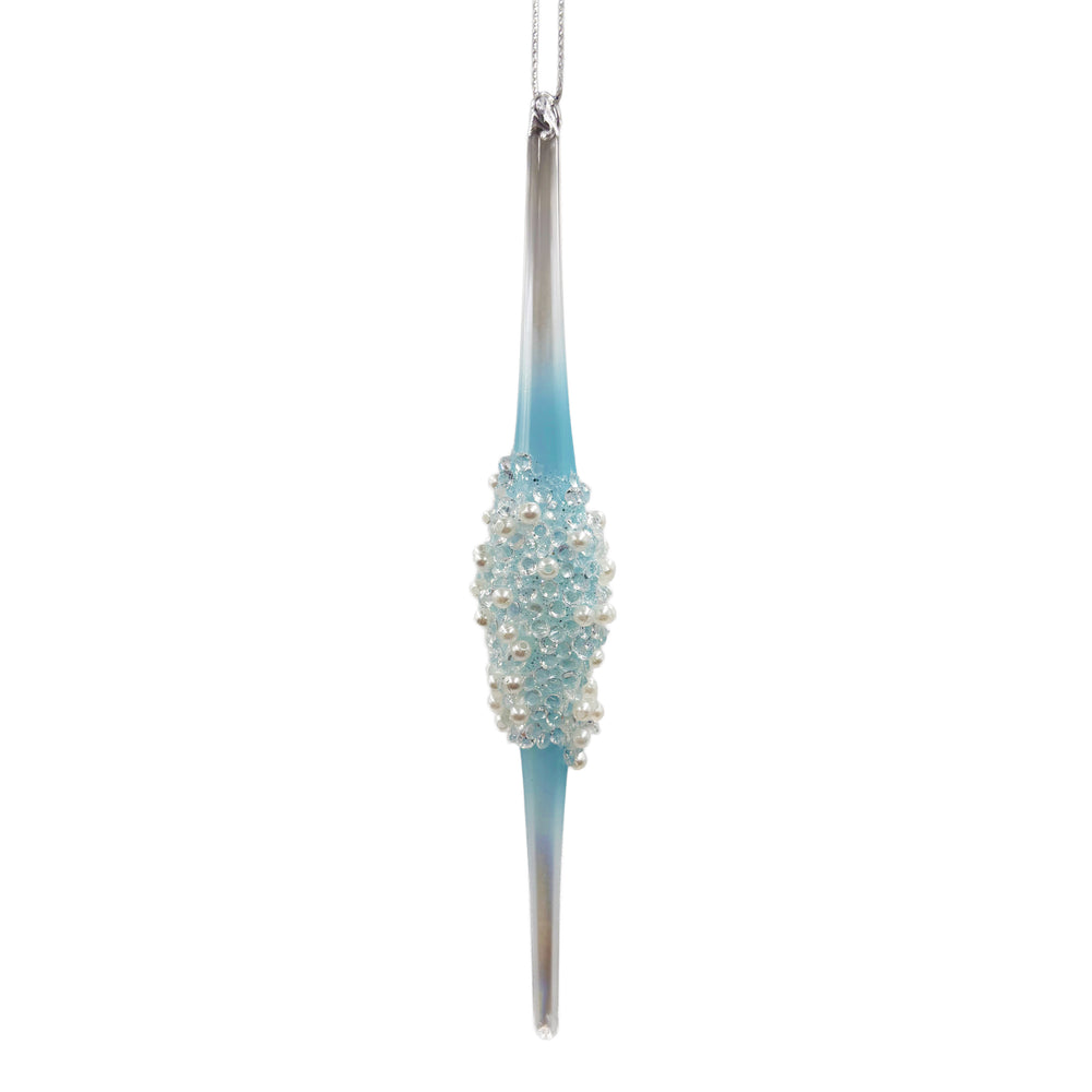 Frosted Blue and Purple Glass Icicle Ornament Blue