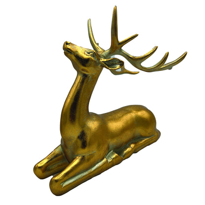 Resin Gold Laying Deer 9"