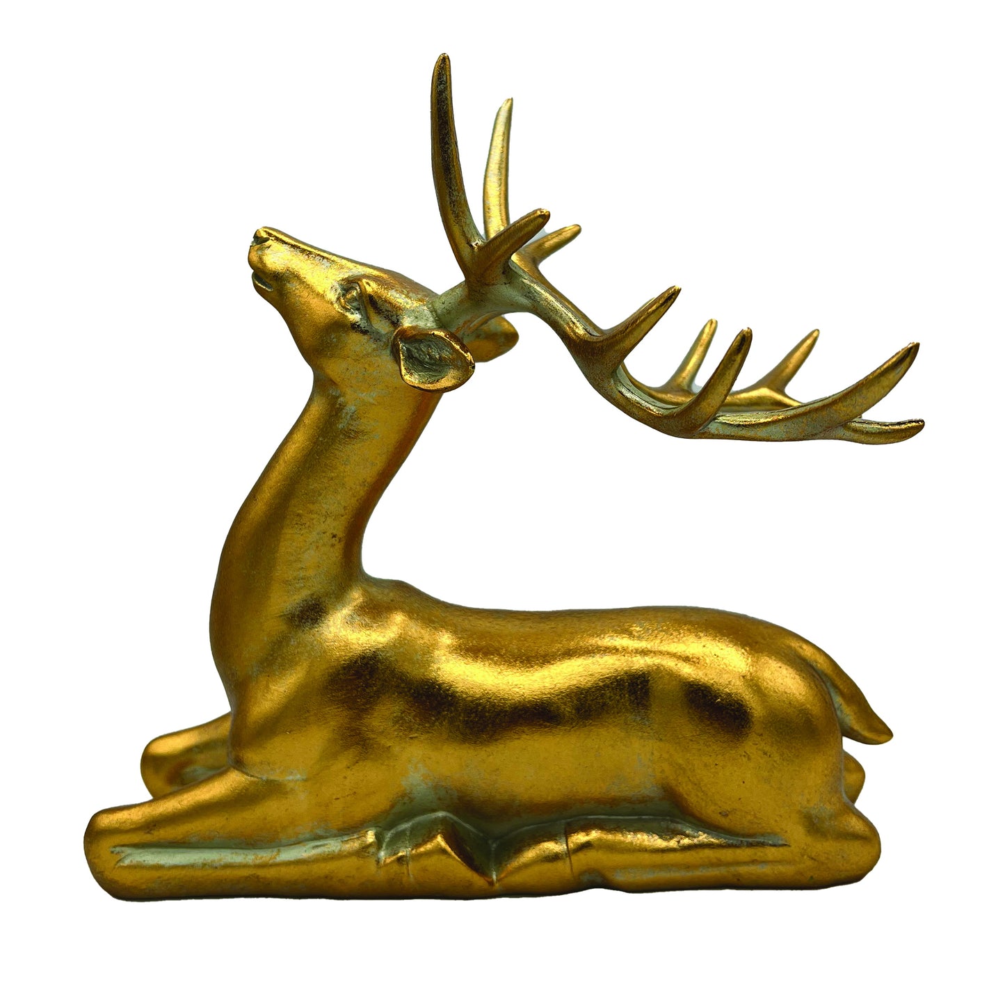 Resin Gold Laying Deer 9"