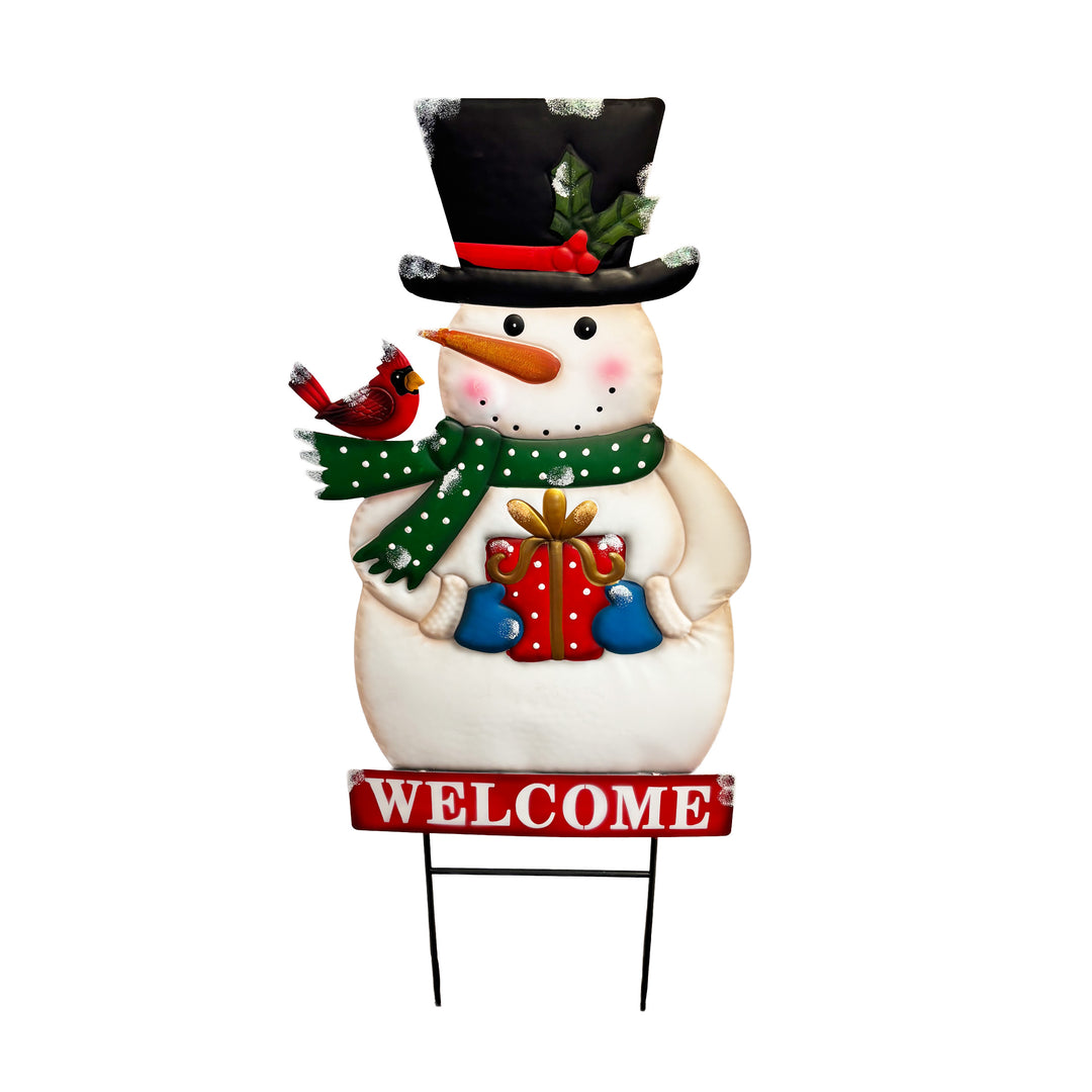 Welcome Snowman Yard Stake