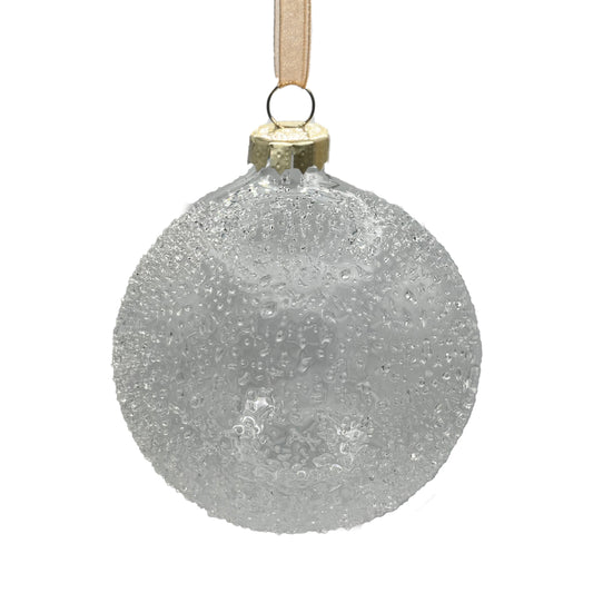 Textured Clear Glass Ball Ornament