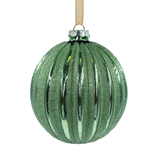 Textured Sage Green Glass Ornament