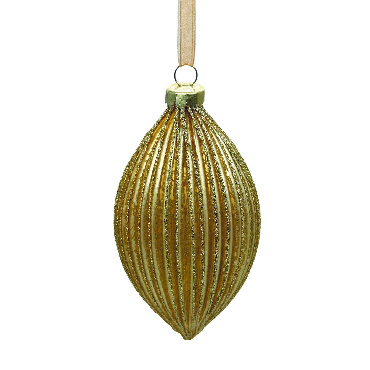 Glass Drop-Shaped Ornament in Gold or Green Gold