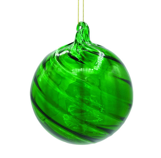 Green Swirl Glass Ball Ornament