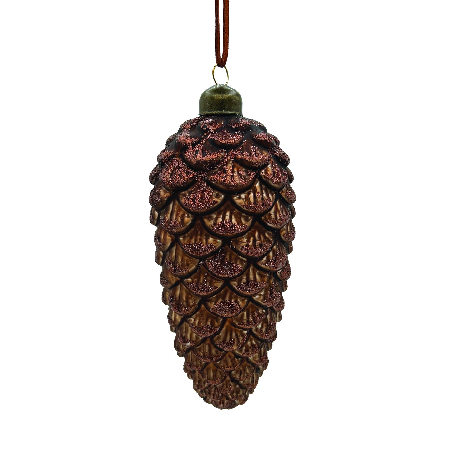 Glass Pinecone Ornament Brown