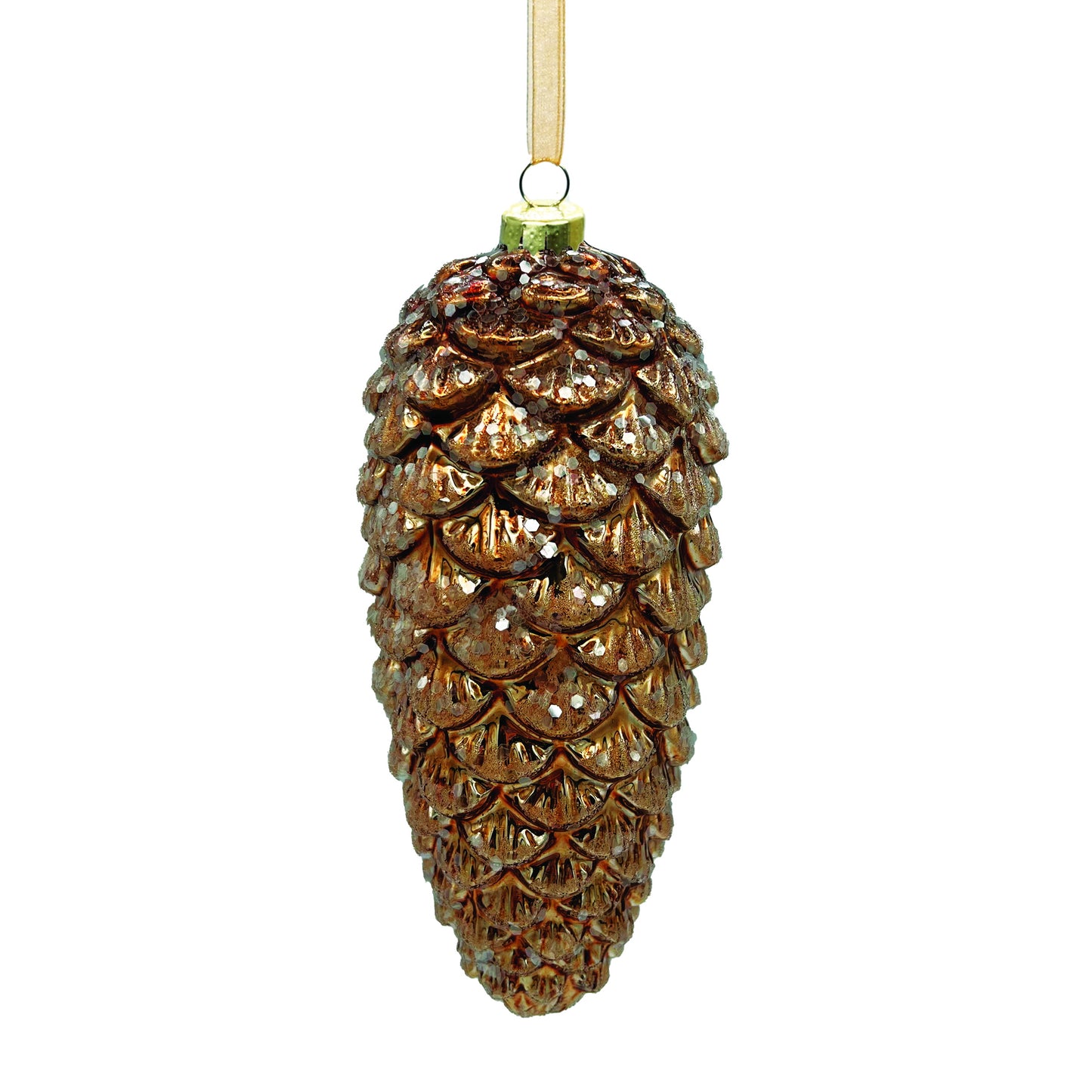 Glass Pinecone Ornament Rose Gold