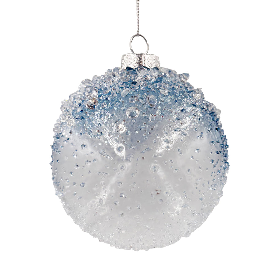 Glittered Glass Blue Ball Ornament