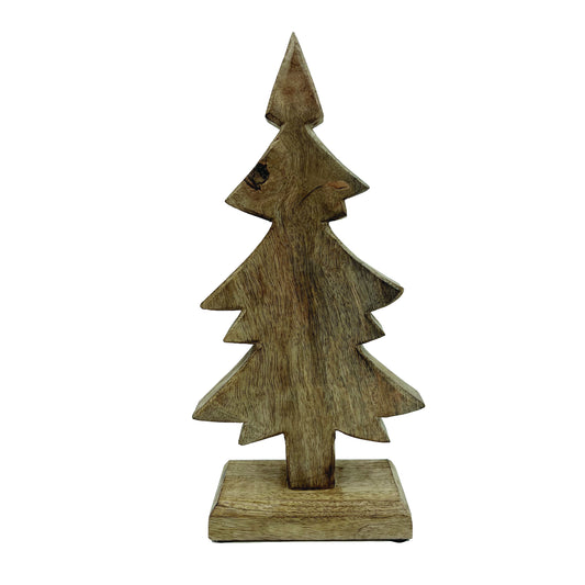 Wood Carved Tabletop Christmas Tree 12"