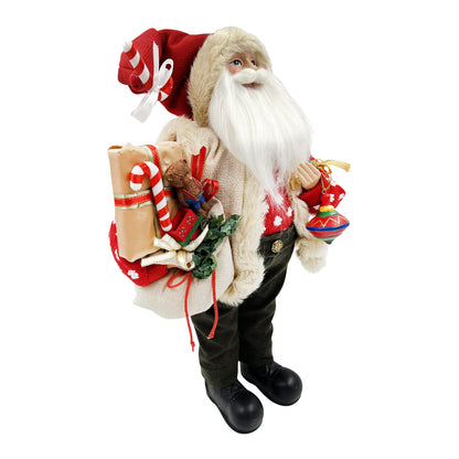 Red Sweater Santa with Toys 18"