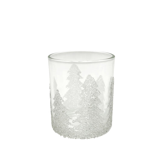 White & Silver Snowy Forest Tea Light Holder