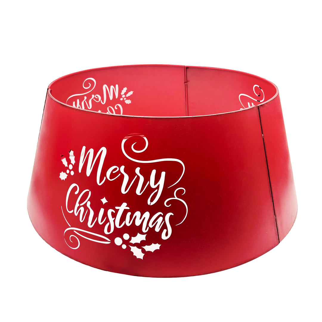 Red Metal "Merry Christmas" Tree Skirt