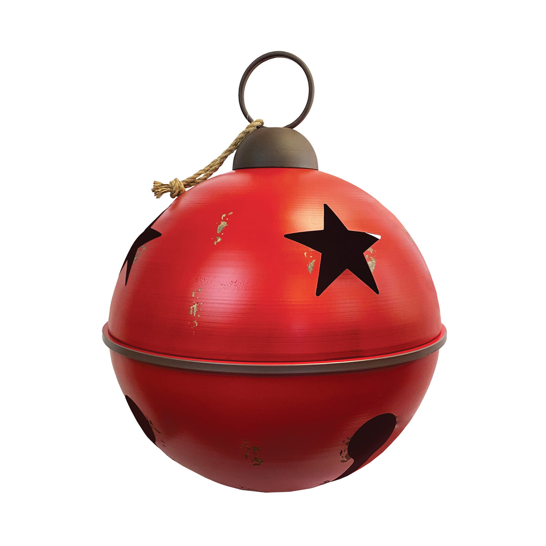 Assorted Rustic Metal Bells with Star Cut Outs 30" Red Bell