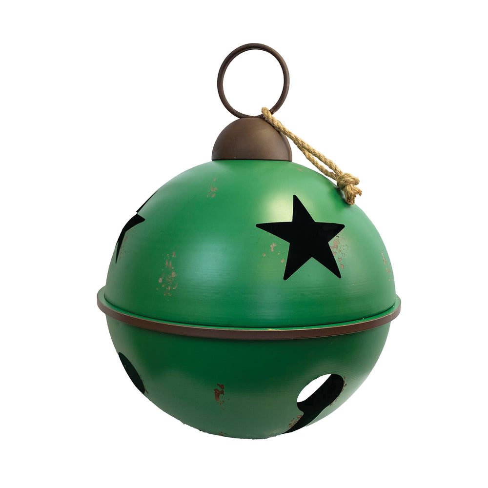 Assorted Rustic Metal Bells with Star Cut Outs 27” Green Bell