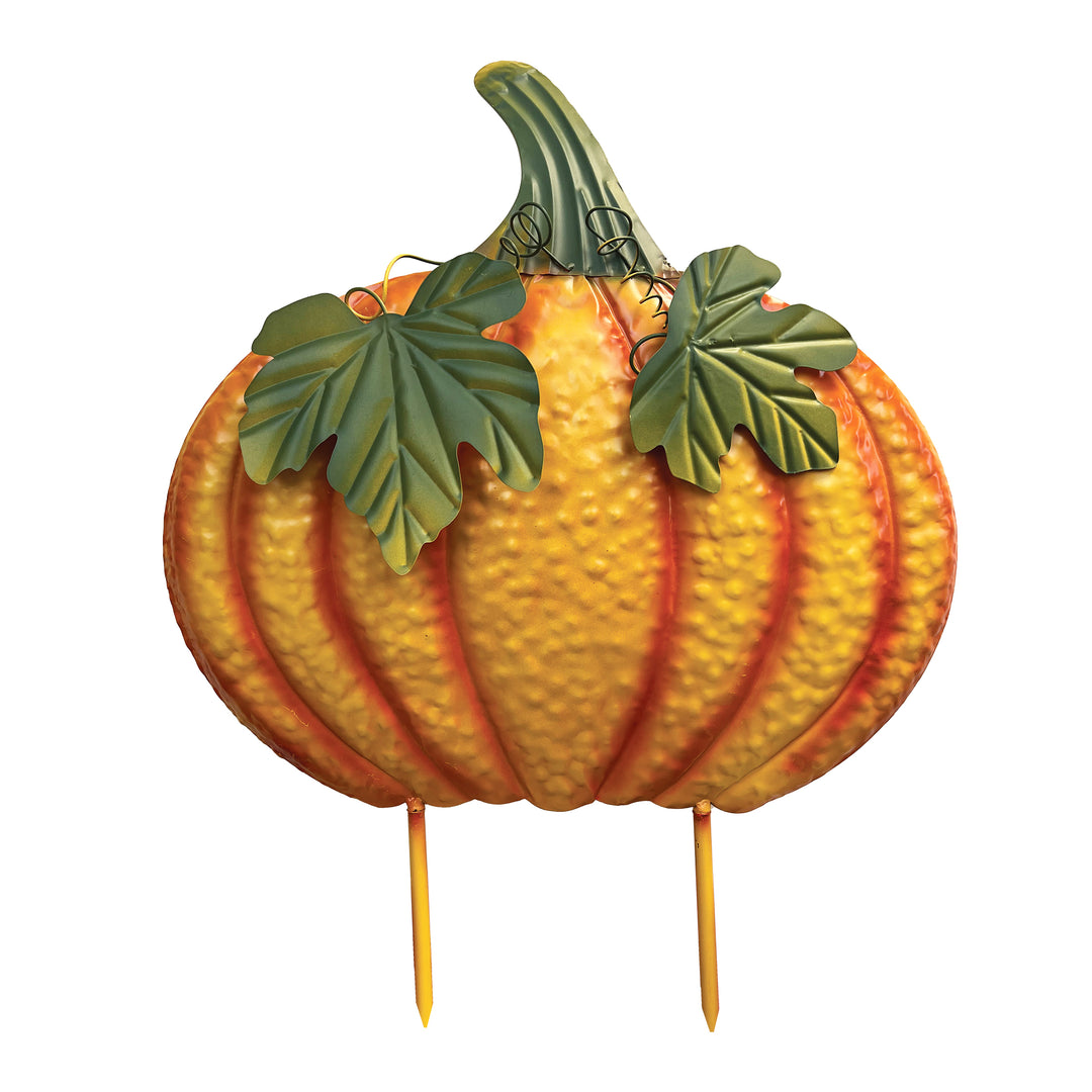 Metal Pumpkin Yard Stake 32" Wide