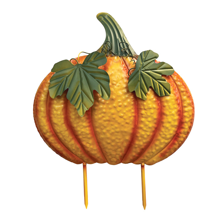 Metal Pumpkin Yard Stake 32" Wide