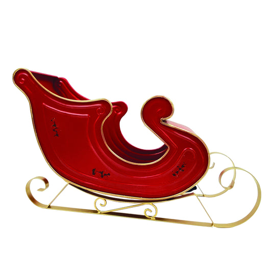 Red & Gold Metal Rustic Sleigh 18"