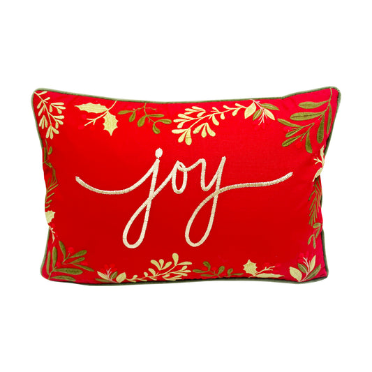 Red "Joy" Pillow 14x20"