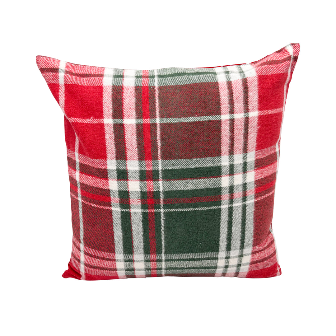 Embroidered Plaid Square Pillow Cover