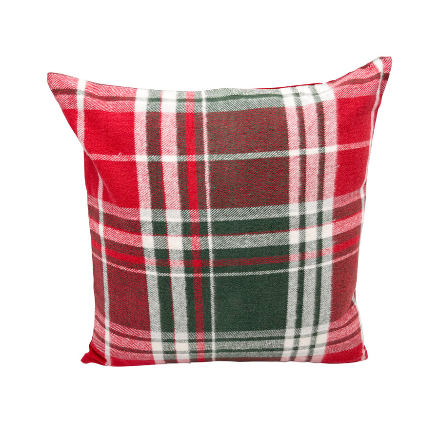 Embroidered Plaid Square Pillow Cover