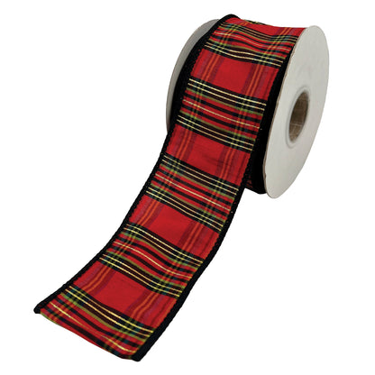 2.5" x 10Y Red & Black Plaid Wired Ribbon