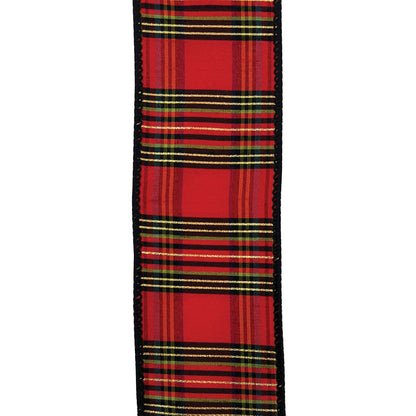 2.5" x 10Y Red & Black Plaid Wired Ribbon