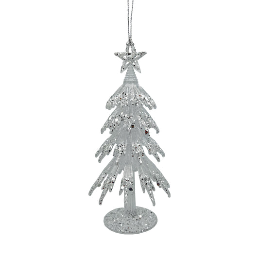 Silver Glitter Christmas Tree Ornament