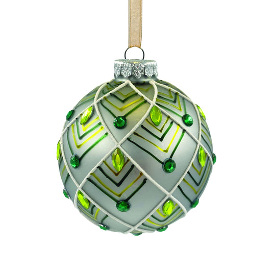 Green Gemstone Glass Ornament 3" Ball