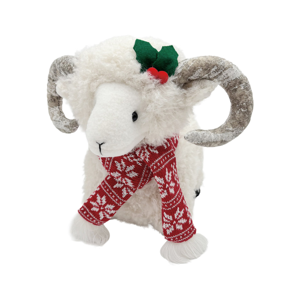 Fabric Lamb with Holiday Scarf
