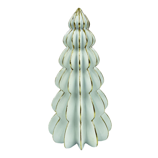 White & Gold Resin Tabletop Tree 11"