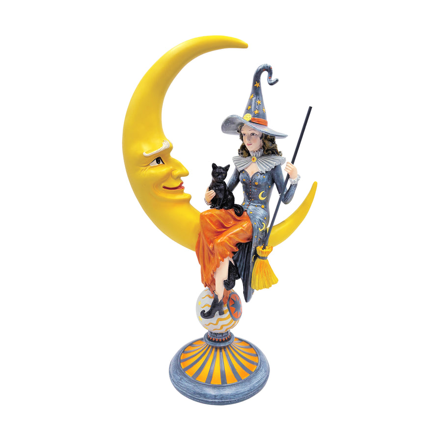 Witch Sitting on Crescent Moon