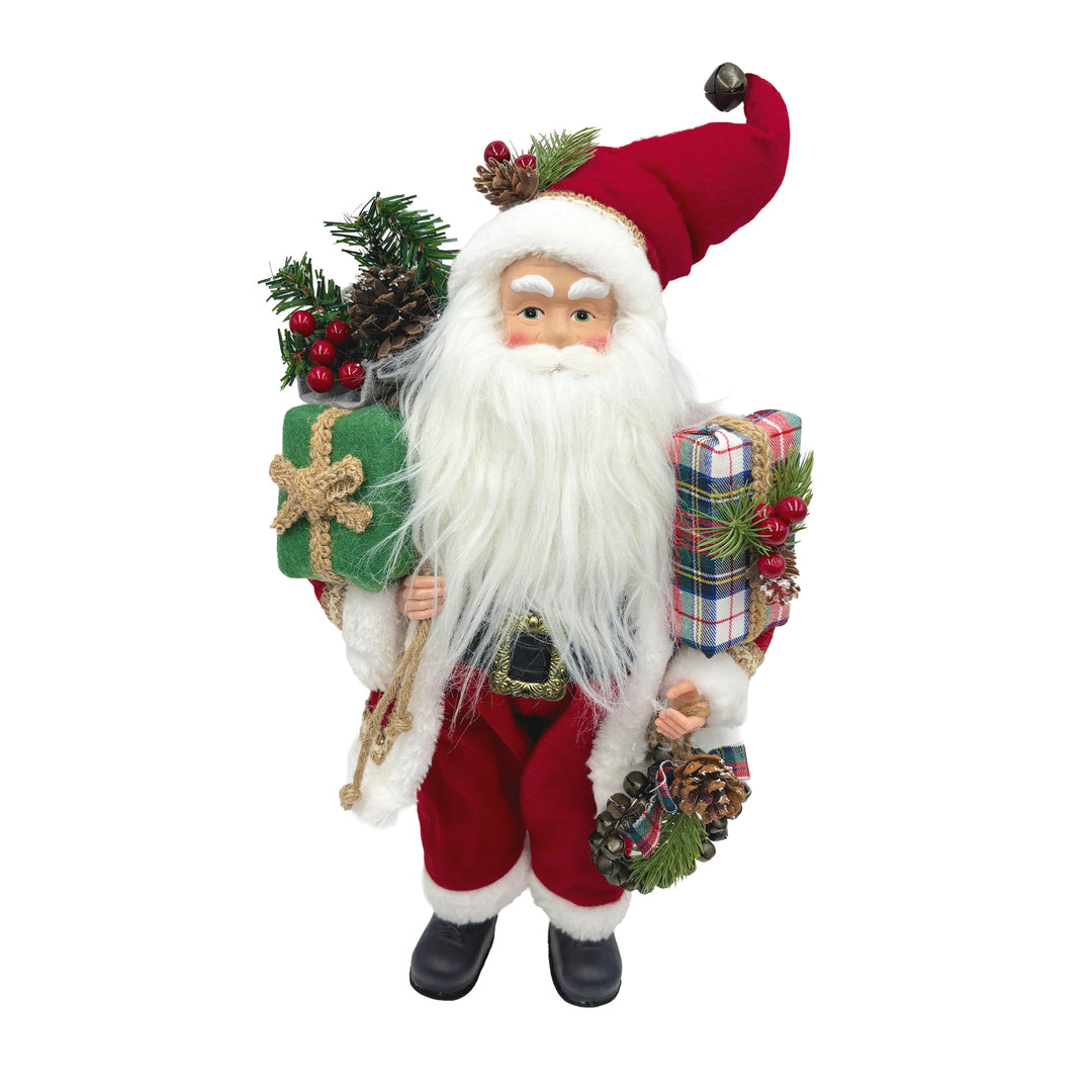 Traditional Fabric Santa with Wreath & Gifts