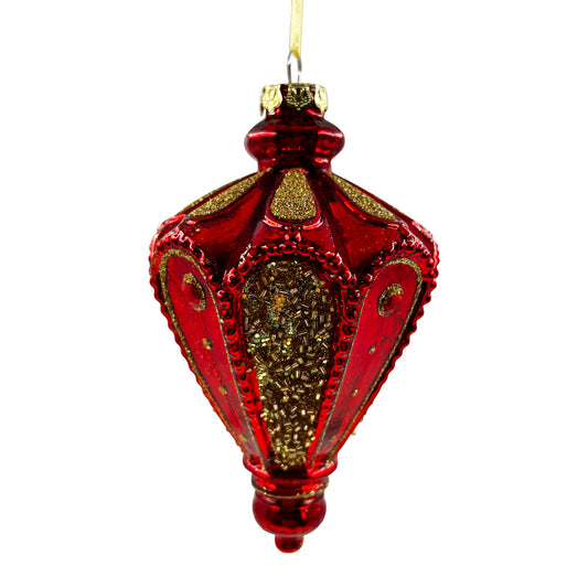 Red & Gold Finial Glass Ornament