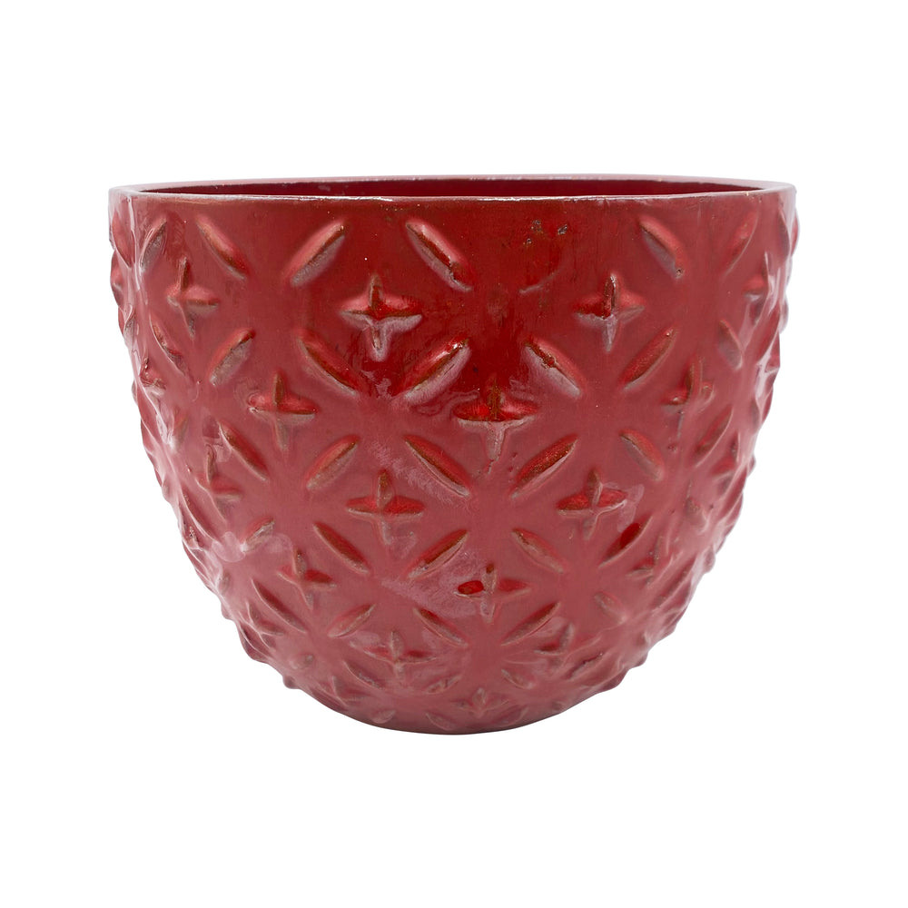 Ceramic Diamond Design Red Pot 11.8 Inches