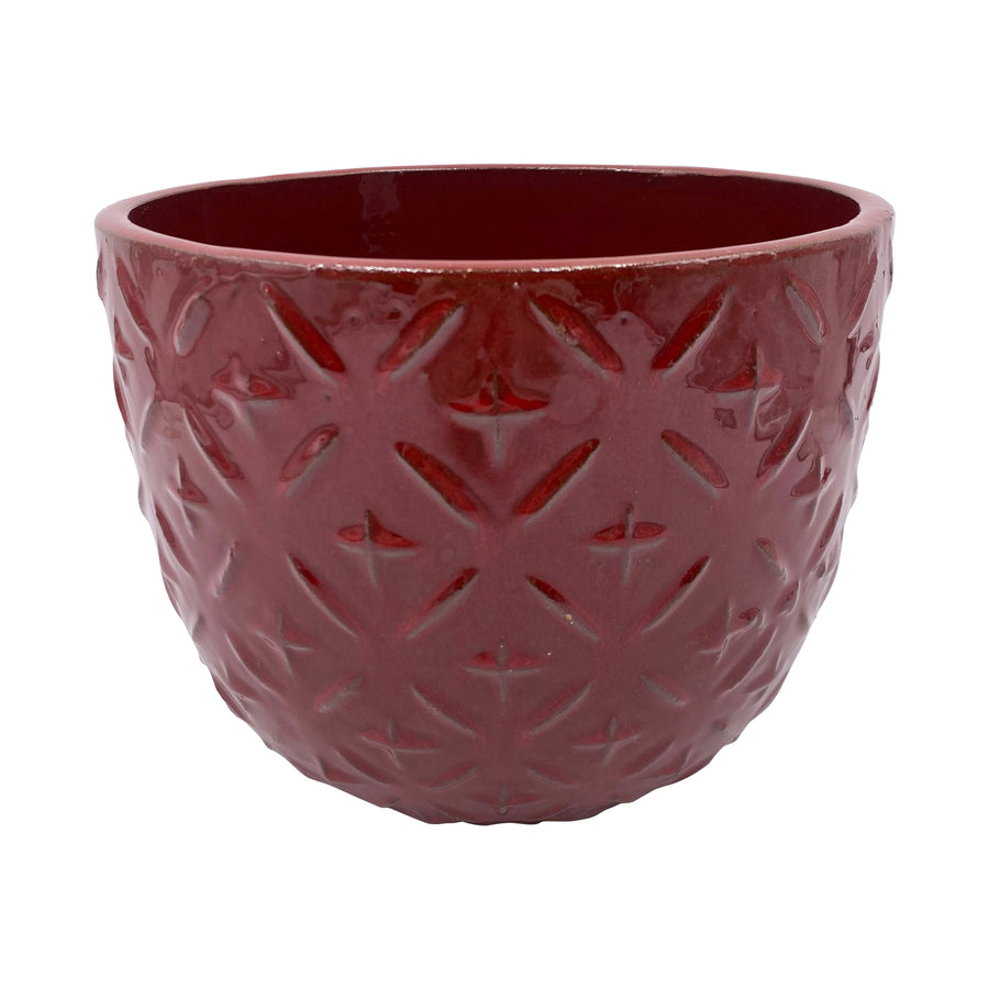 Ceramic Diamond Design Red Pot 8.5 Inches