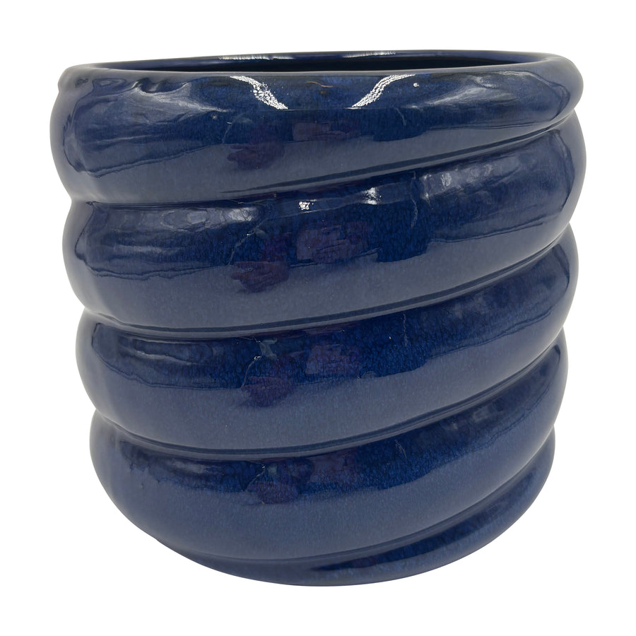 Ceramic Swirl Pattern Blue Pot