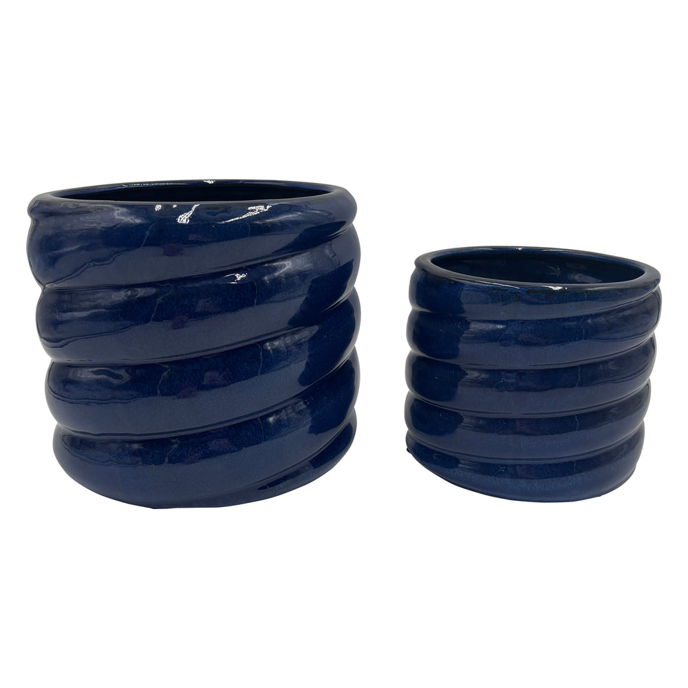 Ceramic Swirl Pattern Blue Pot