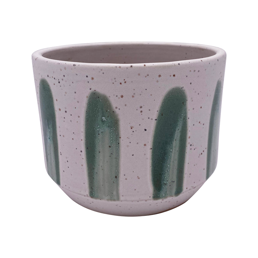 Ceramic Paint Drip Design Green Pot 6.1 Inches