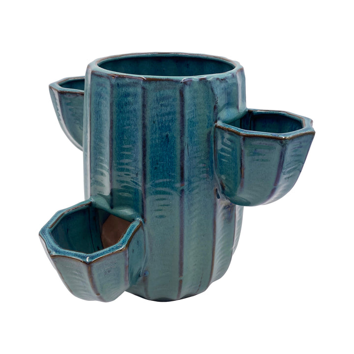 Ceramic Strawberry Planter Blue Green