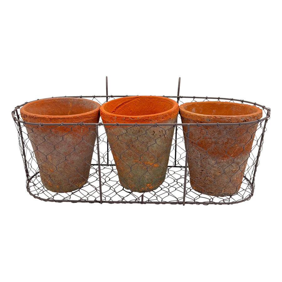 Antique Style Red Clay Rose Pot x3