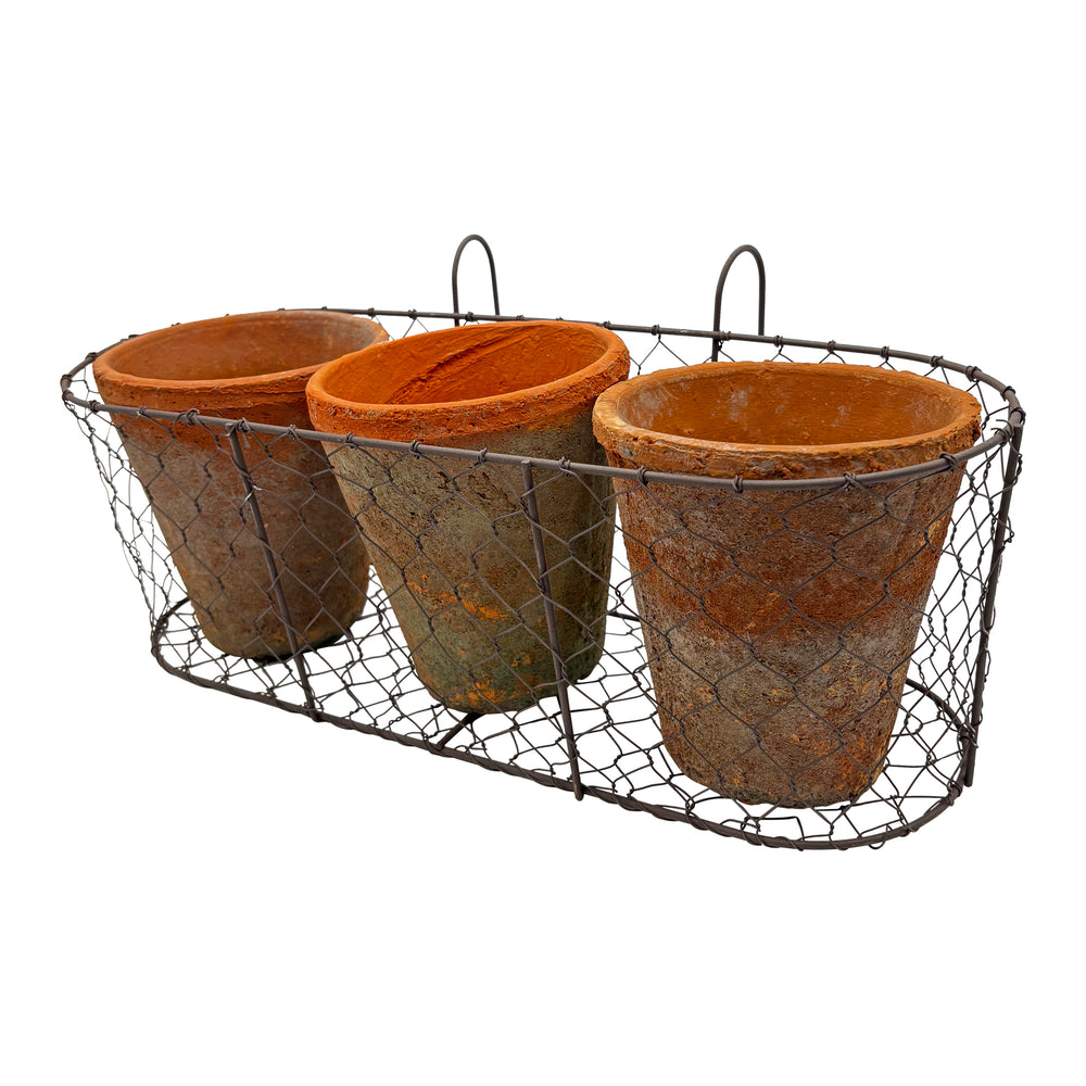 Antique Style Red Clay Rose Pot x3