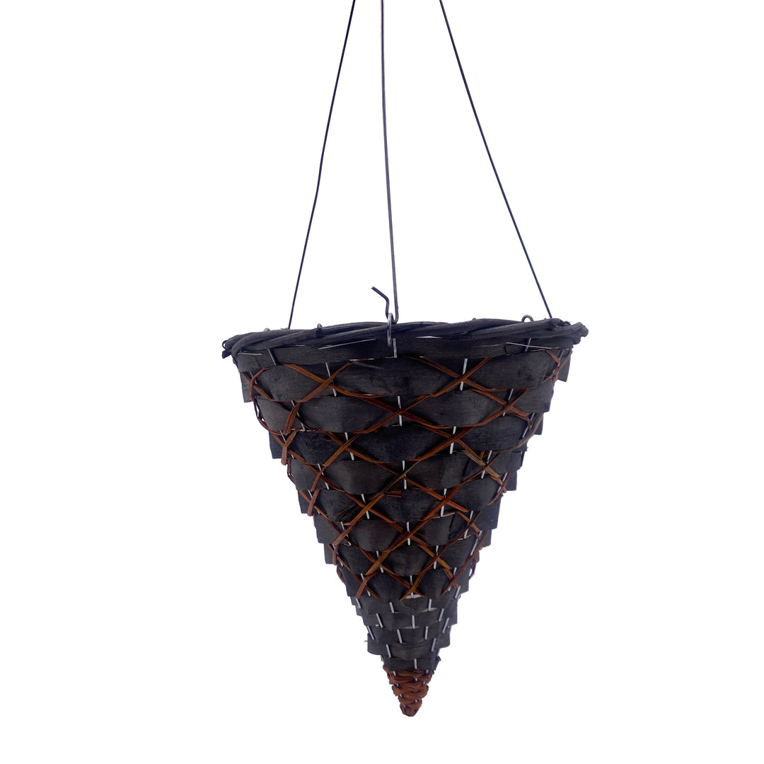 woven basket hanging planter Natural Woven Cone Hanging Basket – Gasper Home & Garden