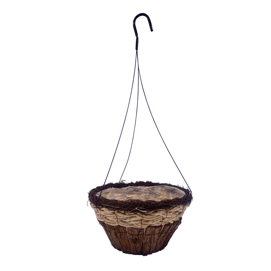 Natural Fir Bark Hanging Basket Round