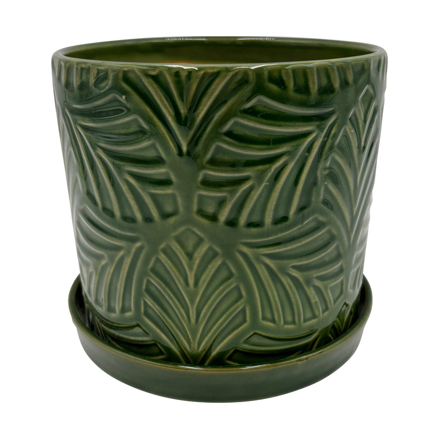 Palm Leaf Engraved Small Indoor Pot
