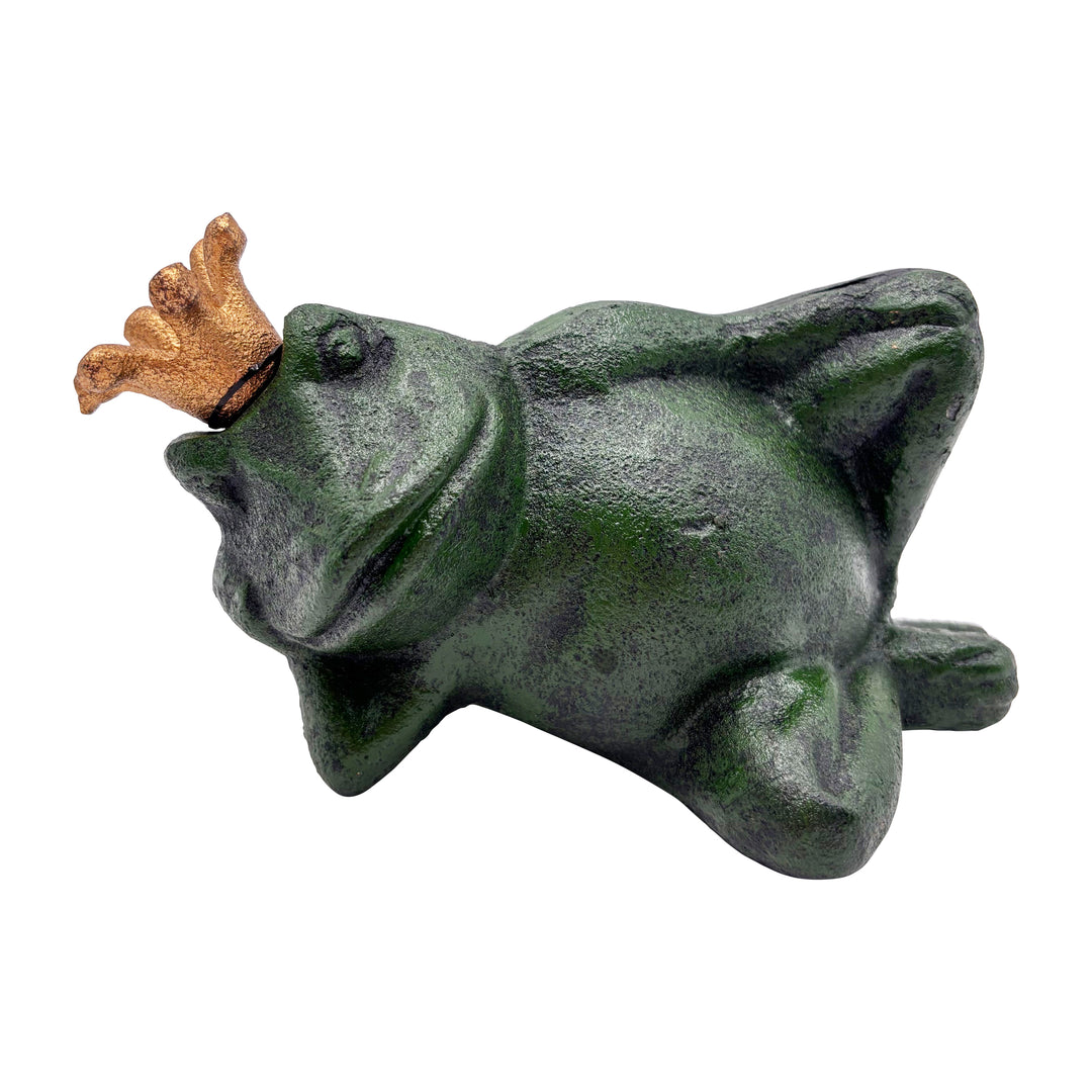 Cast Iron Frog with Crown Figurine