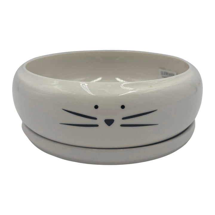 Cat Face Pot with Saucer