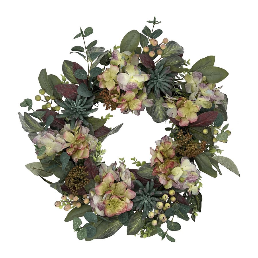 Hydrangea & Succulent Wreath