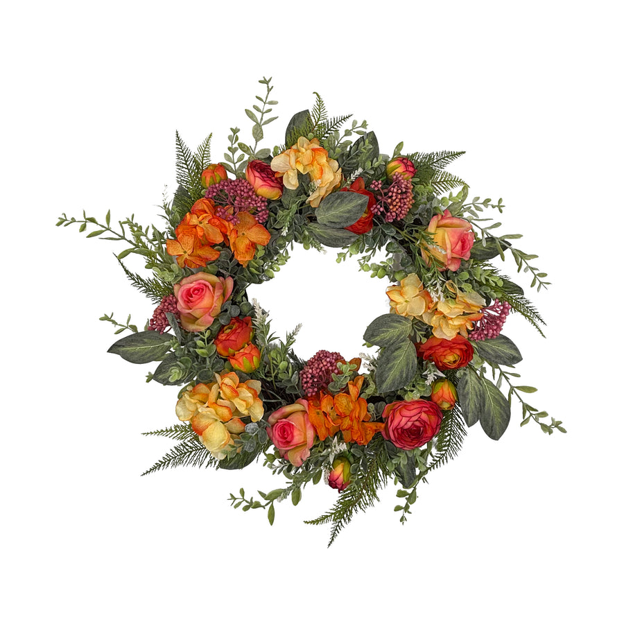 Hydrangea, Ranunculus & Berry Wreath 24 Inches