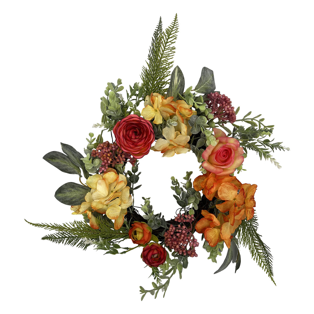 Hydrangea, Ranunculus & Berry Wreath 6.5 Inches